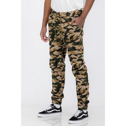 Stretch Cotton Twill Jogger in Camo Green