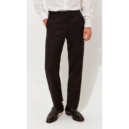 RJCLSQ9 Richard James Savile Row Tapered Evening Dress Pants in Plain Black