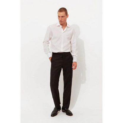 Richard James Savile Row Tapered Evening Dress Pants in Plain Black