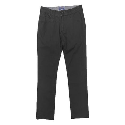 Michael Brandon Slim Straight Fine Rib Cotton Chino in Black