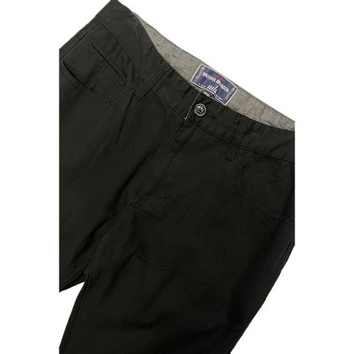 Michael Brandon Slim Straight Fine Rib Cotton Chino in Black