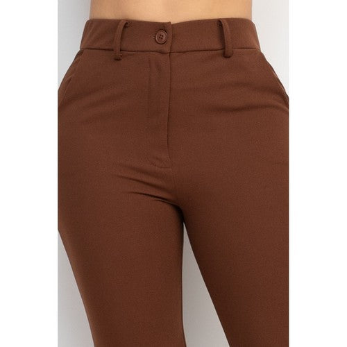 Side Slit Dress Pants in Brown