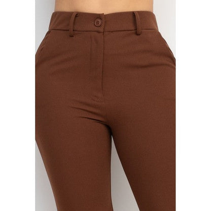 Side Slit Dress Pants in Brown