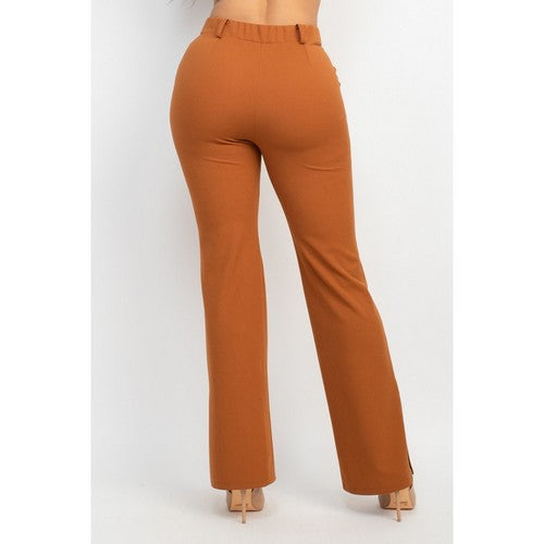 Side Slit Dress Pants in Cognac