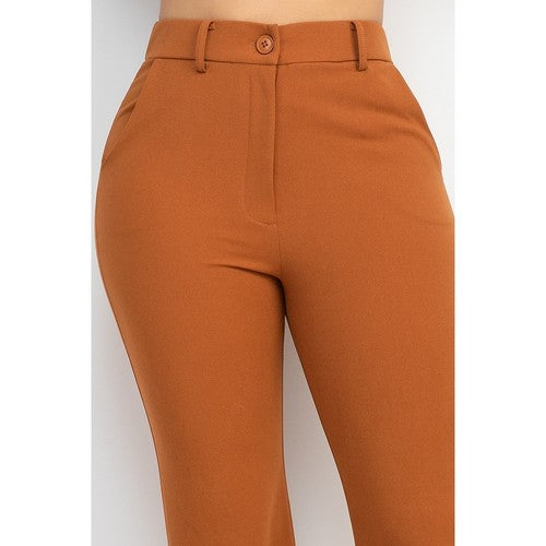 Side Slit Dress Pants in Cognac
