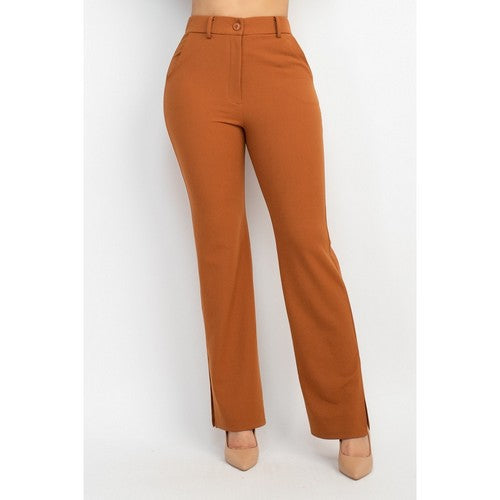 IP8118 Side Slit Dress Pants in Cognac