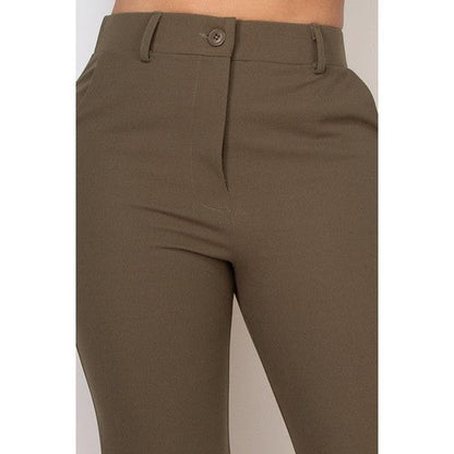 Side Slit Dress Pants in Olive