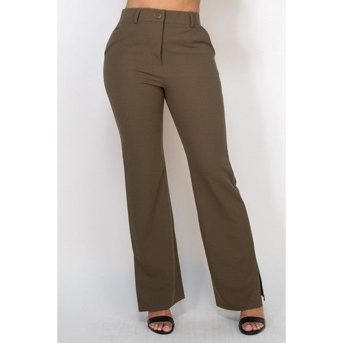 IP8118 Side Slit Dress Pants in Olive