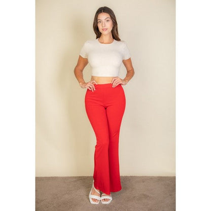 Rib Flare Pants in Red