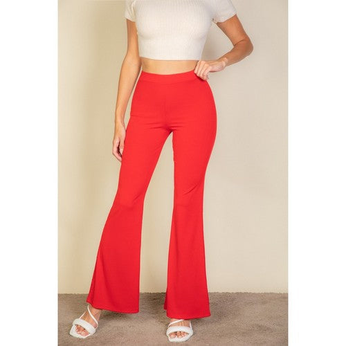 BP5436-R High Waisted Flare Pants in Red