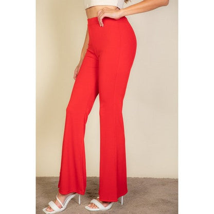 Rib Flare Pants in Red