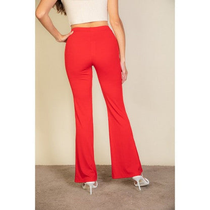 Rib Flare Pants in Red