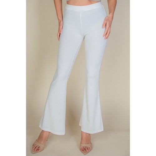 BP5436-R High Waisted Flare Pants in White