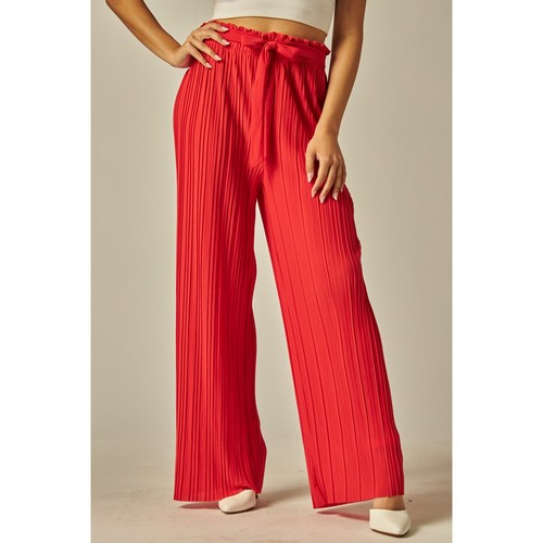 PB600 Pleated Palazzo Pants in Red Flaire