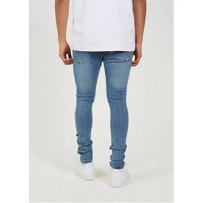 Brave Soul Destroyed Skinny Fit Jeans in Medium Blue