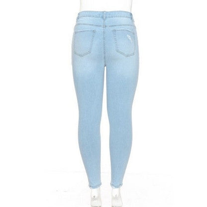 Wax Jean Distressed Skinny Jeans in Light Denim