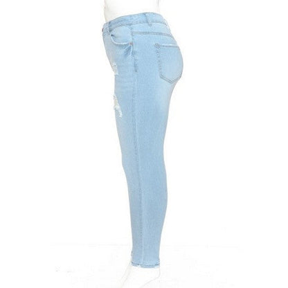 Wax Jean Distressed Skinny Jeans in Light Denim