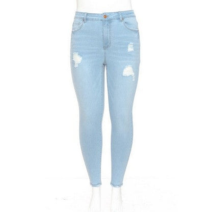 Wax Jean Distressed Skinny Jeans in Light Denim