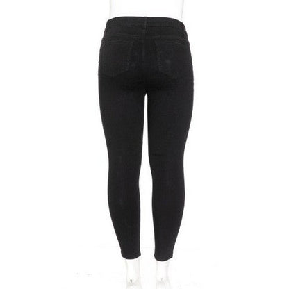 Wax Jean Distressed Knee Skinny Jeans in Black Denim