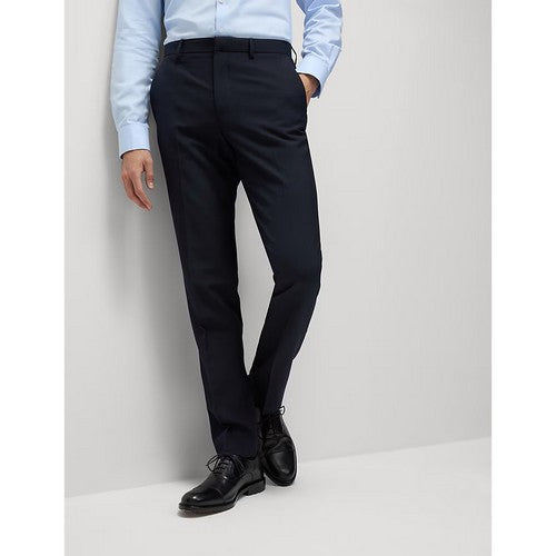 T15/0908F  Slim Fit Machine Washable Suit Trousers in Navy