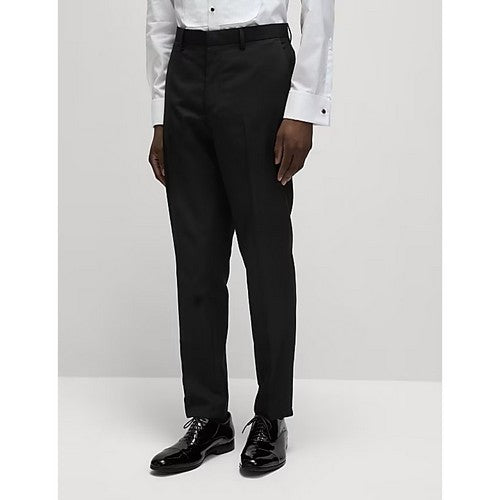 T15/8012F Slim Fit Tuxedo Trousers in Black