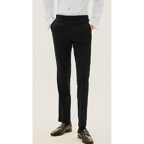 T15/8112  Black Slim Fit Textured Trousers