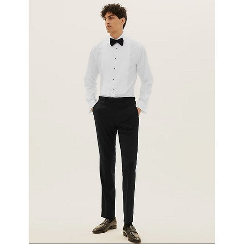 Marks & Spencer Black Slim Fit Textured Dress Pants