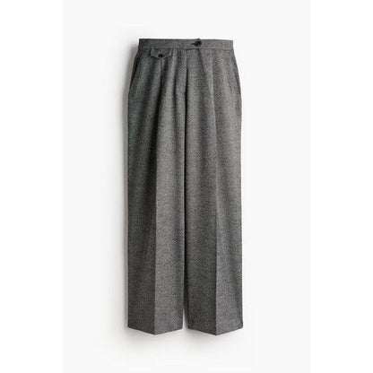 1244602001 H&M Wide Leg Front Pocket Dress Pants in Grey Tweed
