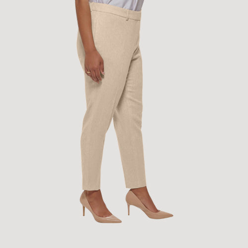 H&M Slim Fit Linen Dress Pants in Plain Beige