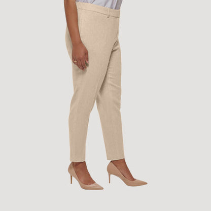 H&M Slim Fit Linen Dress Pants in Plain Beige