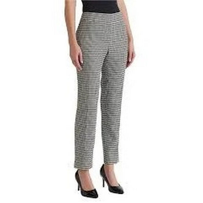 Marks & Spencer Slim Fit Front Seam Pull-On Dress Pants in Brown Houndstooth