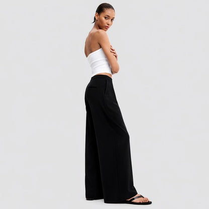 H&M Wide Leg Linen Pants in Black