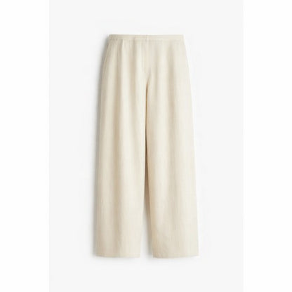 H&M Wide Leg Linen Pants in Ivory