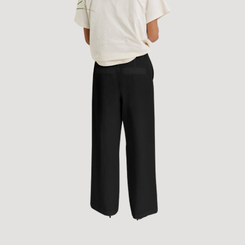 H&M Wide Leg Linen Pants in Black