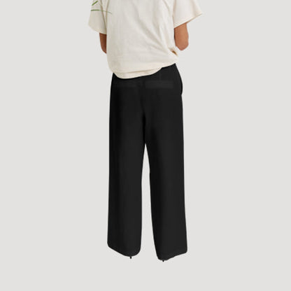 H&M Wide Leg Linen Pants in Black