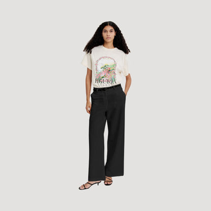 H&M Wide Leg Linen Pants in Black