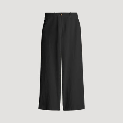 H&M Wide Leg Linen Pants in Black
