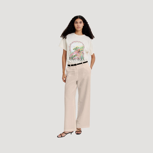 H&M Wide Leg Linen Pants in Light Beige