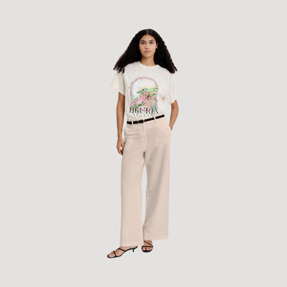 H&M Wide Leg Linen Pants in Light Beige