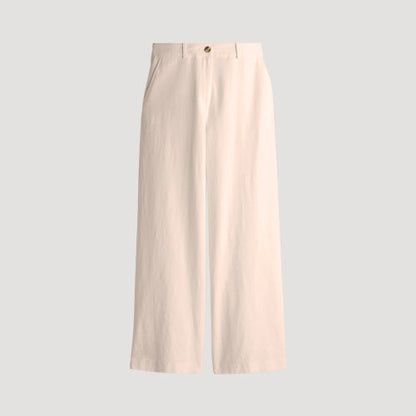 H&M Wide Leg Linen Pants in Light Beige
