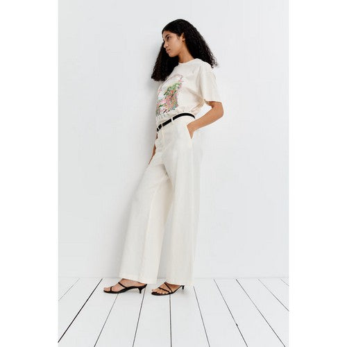 H&M Wide Leg Linen Pants in Off White