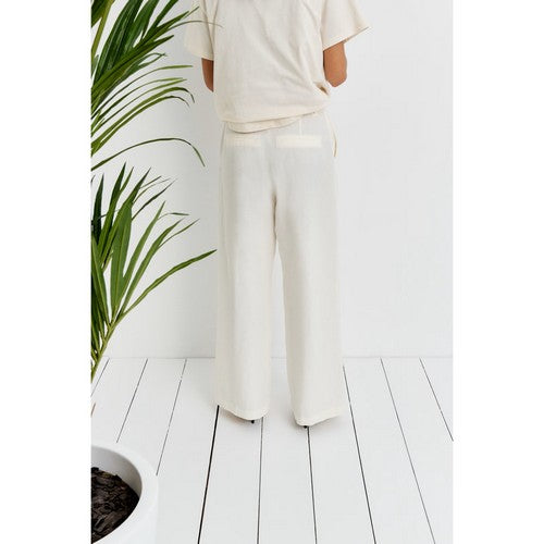 H&M Wide Leg Linen Pants in Off White