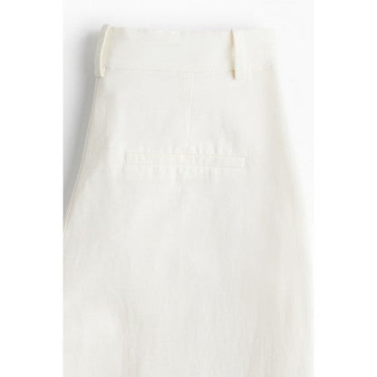 H&M Wide Leg Linen Pants in Off White