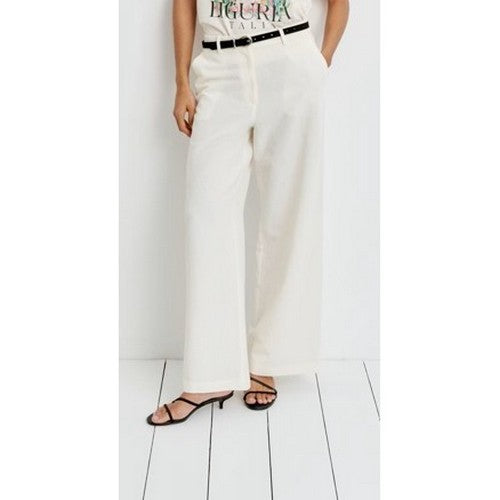 1259341003 H&M Wide Leg Linen Pants in Off White