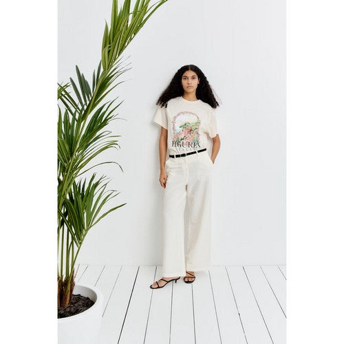 H&M Wide Leg Linen Pants in Off White