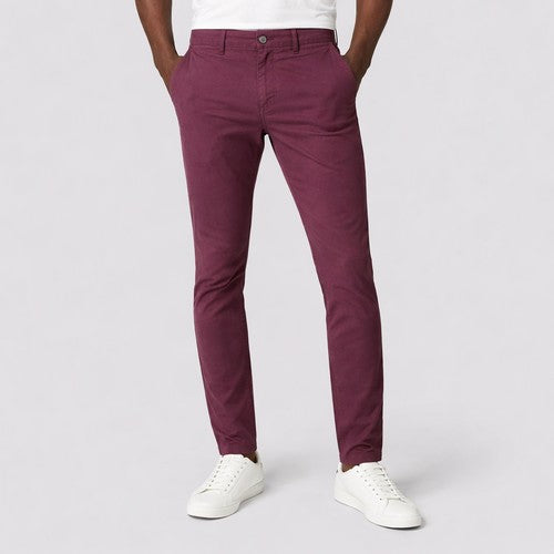 Marks & Spencer Cotton Rich Stretch Chino in Burgundy