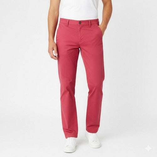 Marks & Spencer Regular Fit Super Lightweight Chino in Dark Pink