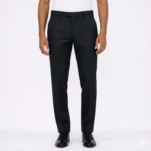 Marks & Spencer Regular Fit Pure Wool Work Pants in Black