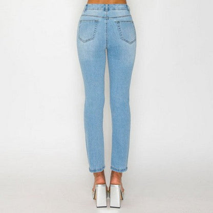 Wax Jean Basic Slim Straight Jean in Light Denim