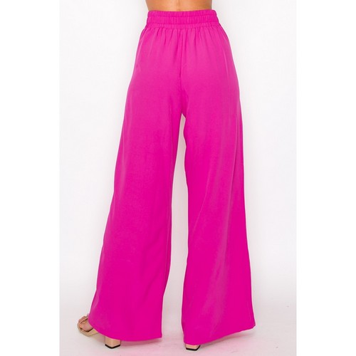 Tie Waist Palazzo Pants in Hot Pink